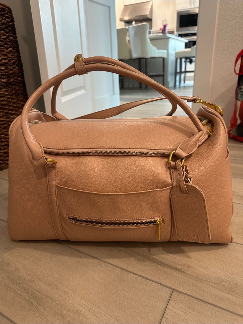 Fawn Design Blush Pink Pebbled Leather Travel Duffle